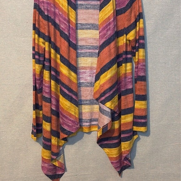 Bobeau Womens Cardigan Small Rayon Polyester Striped Open Casual‎ Colorful New - Picture 2 of 6